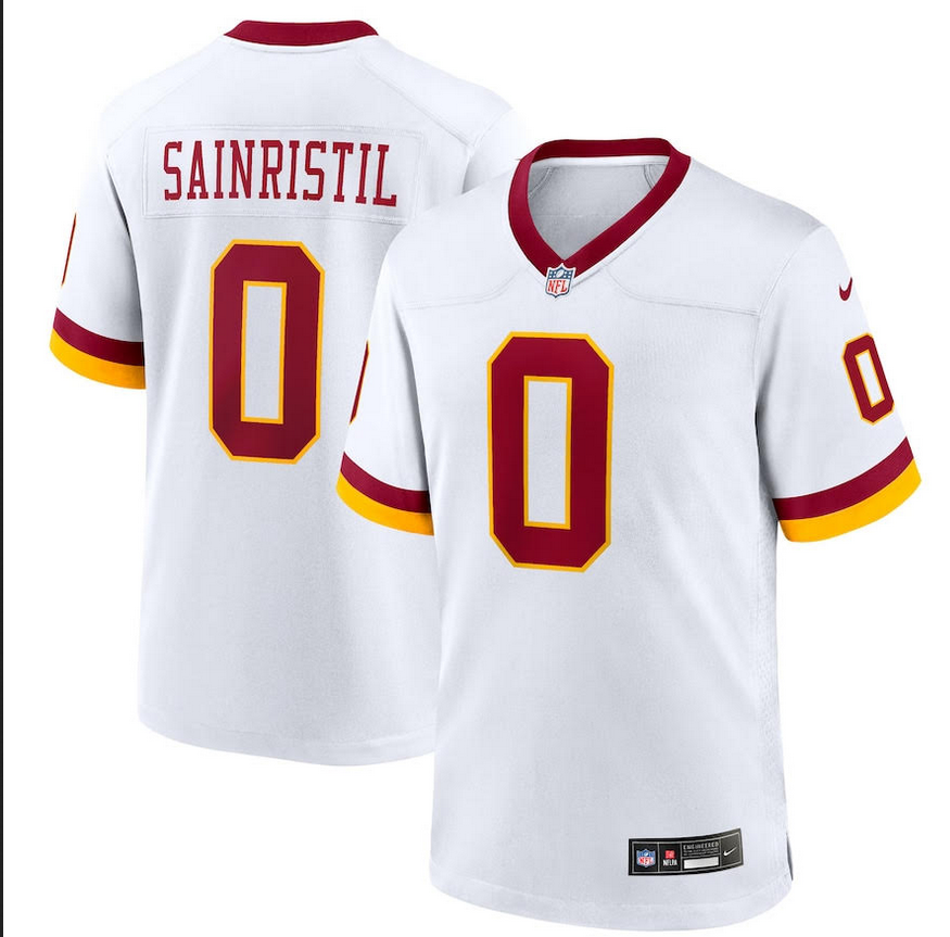 Men Washington Commanders  #0 Sainristil white 2025 Nike NFL jersey